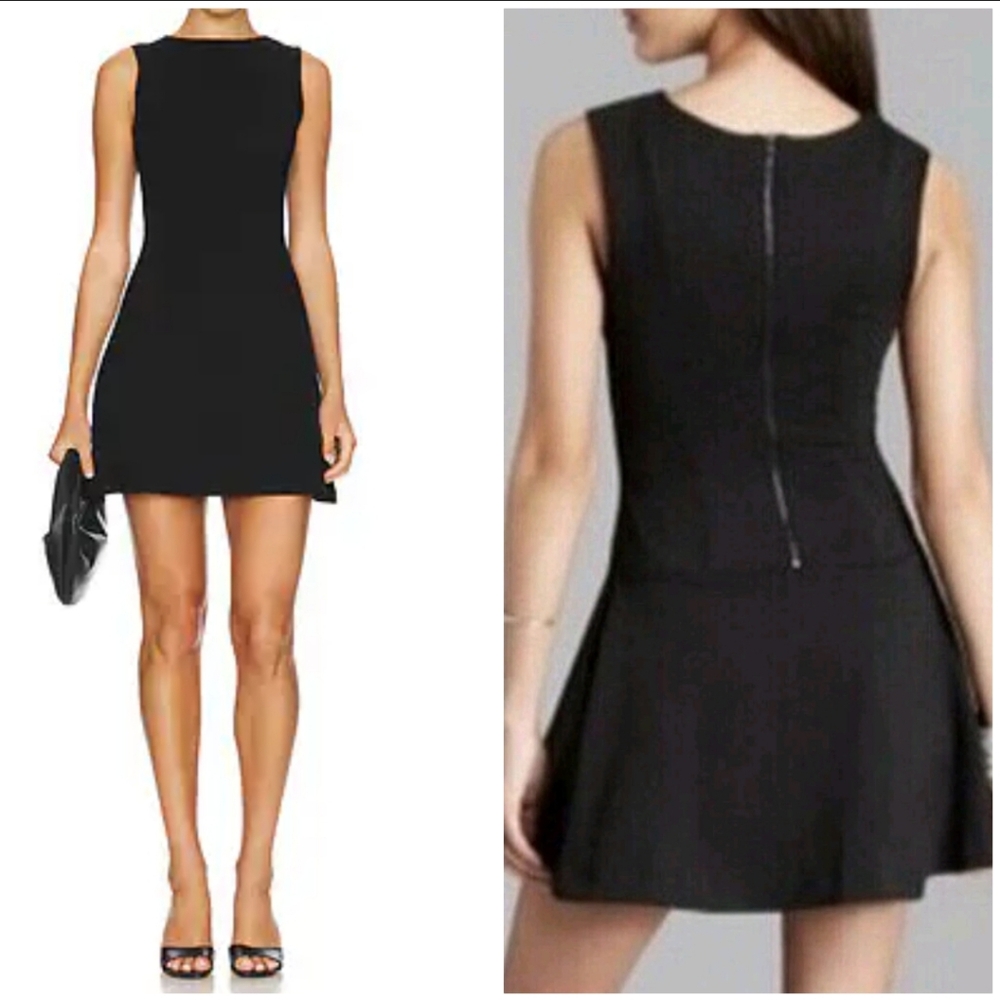 Free People Cha Cha Mini Skater Dress Black Back Zip Scoop Neck ♠️